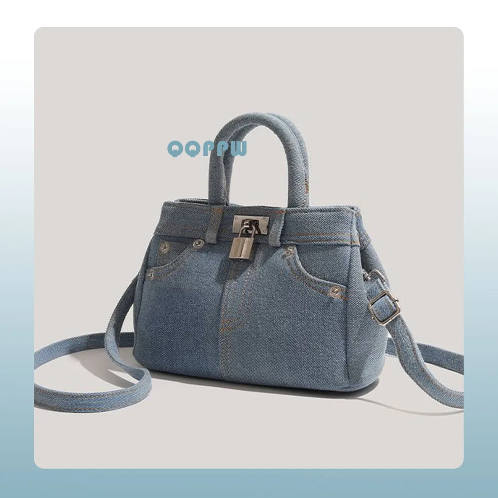 

Fashionable Denim Blue Women's Handbag Commuter Shoulder Crossbody Bag New Trendy Design Medium