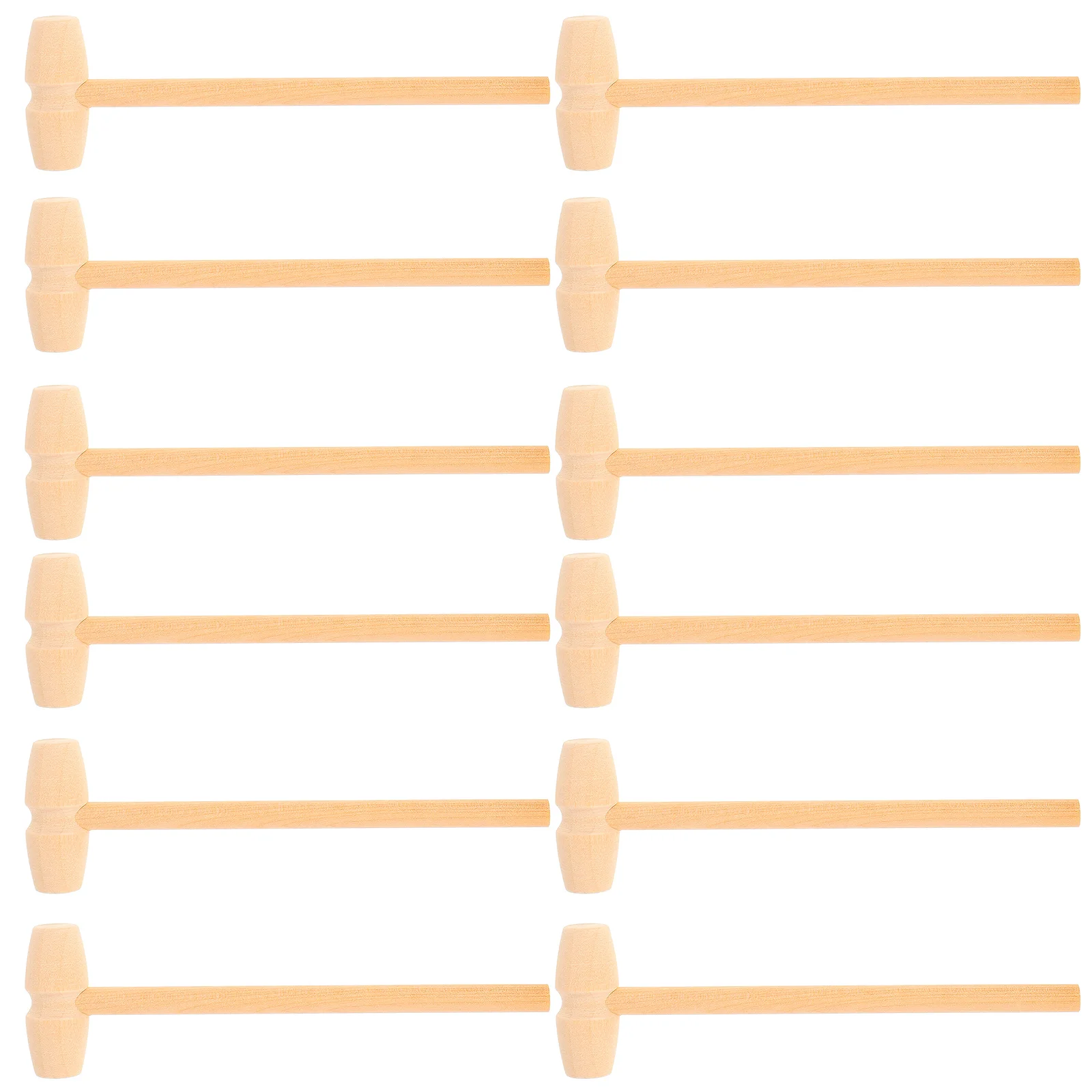 12 Peças Martelo Mini de Madeira para Crianças, Martelo de Madeira Sólida para Treinamento e Desenvolvimento Infantil, Martelo Divertido para Brincadeiras