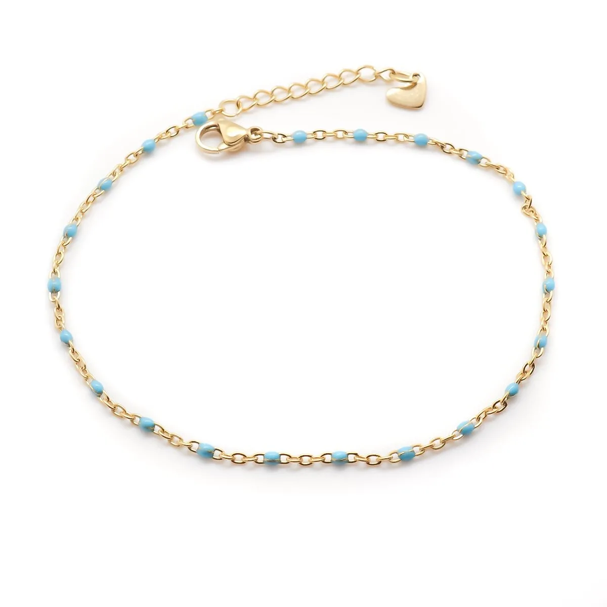 Stainless Steel Chain Anklet Multicolor Enamel Beads Anklet For Women Summer Beach Party Bracelet Foot Chain Jewelry 23cm,1PC