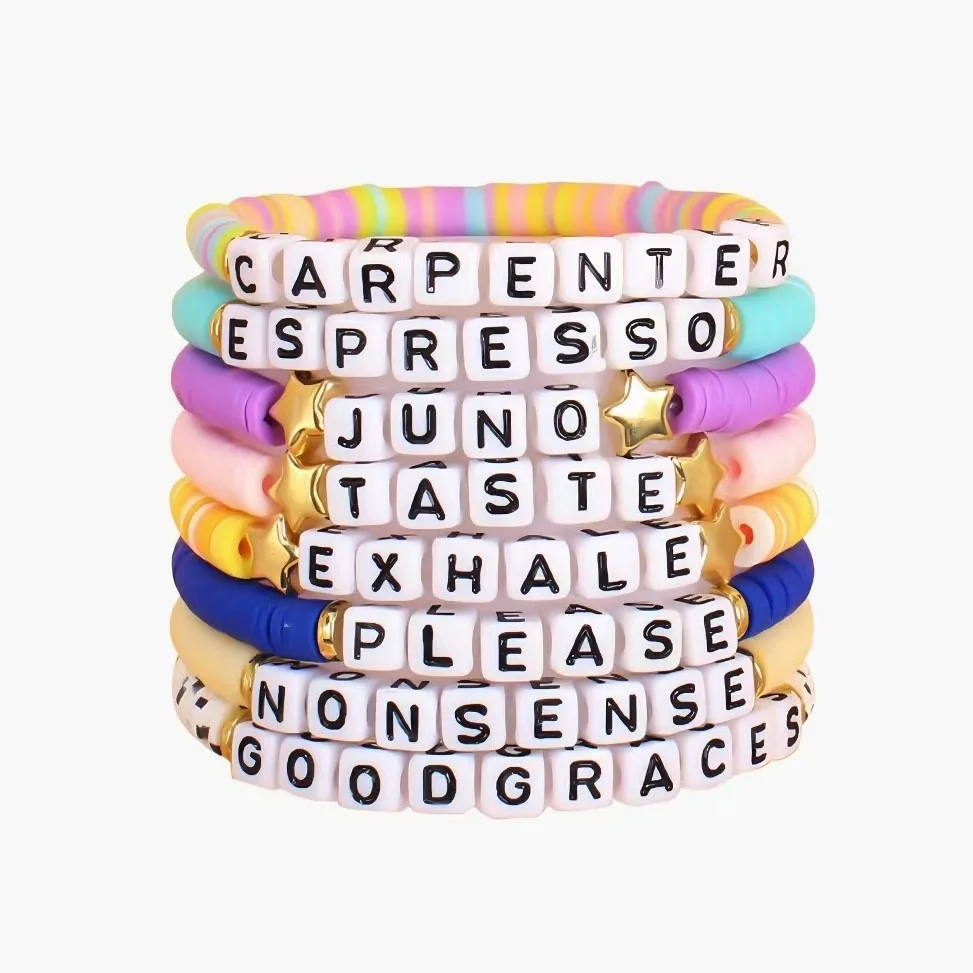 8pcs Carpenter Bracelet Charms Customize The Concert Merchandise Polymer Clay Bead Light Sabrina Friendship Bracelets