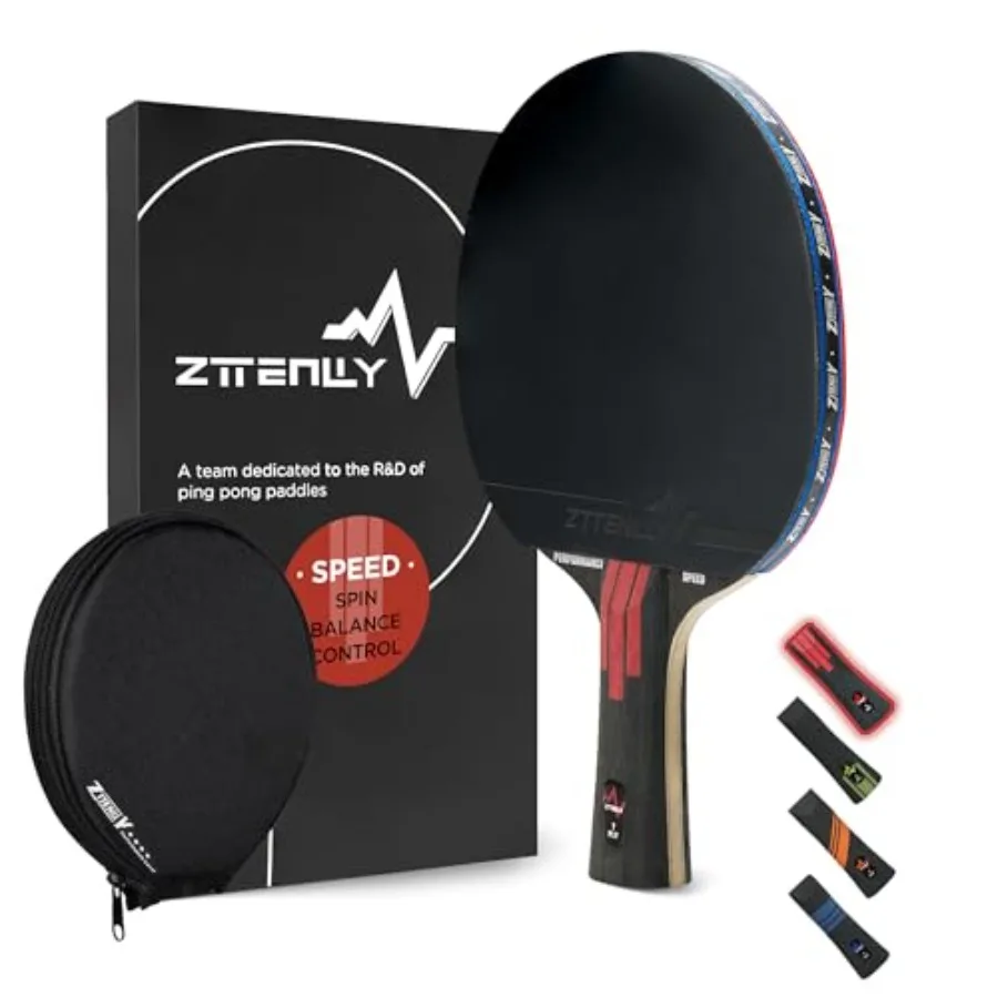 

Ping Pong Paddle with Carbon Technology Performance-Series, 7-ply Finest Blade, Expert//, Thicker Protector Case Table Tennis R