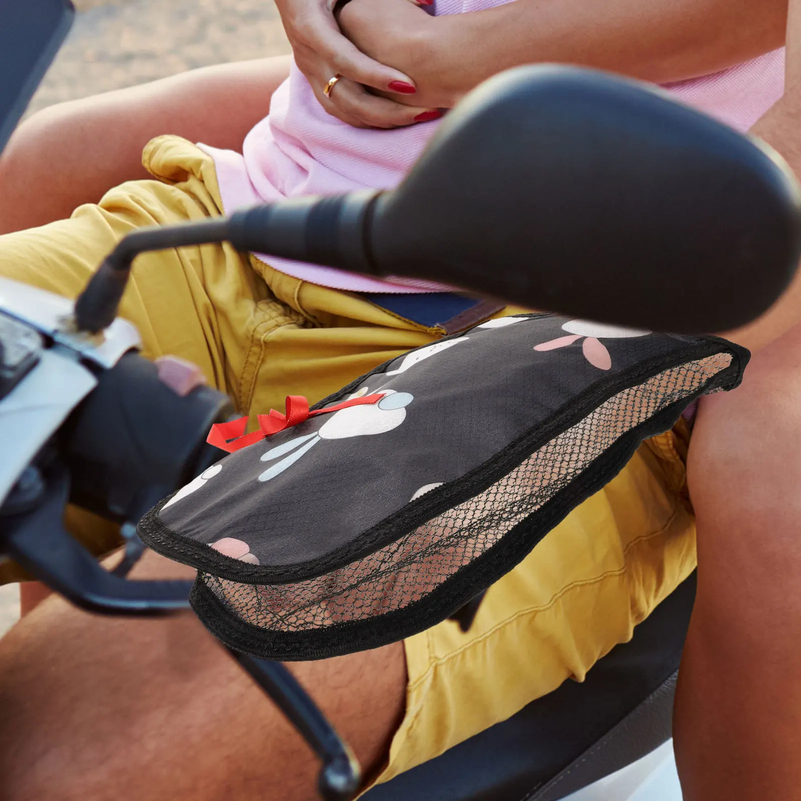 Sarung Tangan Hujan Sepeda Motor Sarung Tangan Stang Tahan Air Bernapas Pola Kartun Lucu Perlindungan Uv Tahan Angin untuk Sepeda Listrik