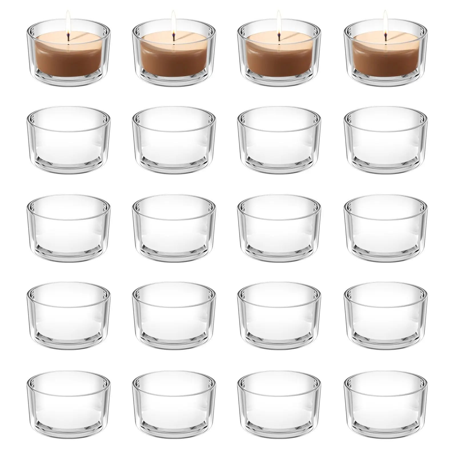 

Glass Tea Light Holders Transparent Tea Light Glasses Candle Jars Votive Candle Holder for Wedding Birthday Lanterns 20pcs