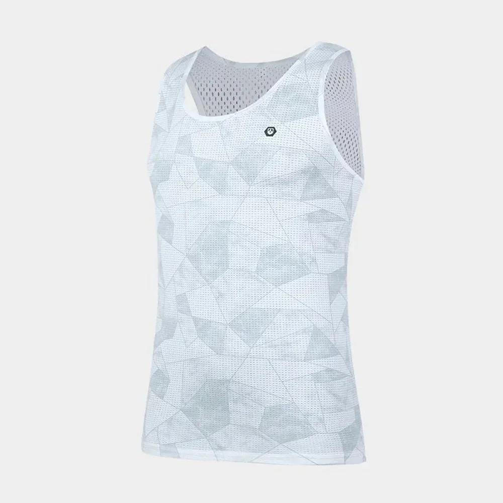 Mens Vest Mesh Running Breathable Sleeveless Quick-Dry Workout Marathon Tank Top Racerback Trendy Geometric Sporty Undershirt