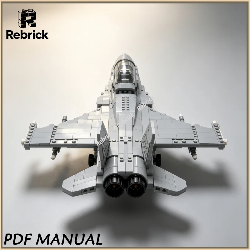 MOC Building Blocks 1:35 Twin Engine Combat Plane Model Realistic Military Fighter Brick Ornament
