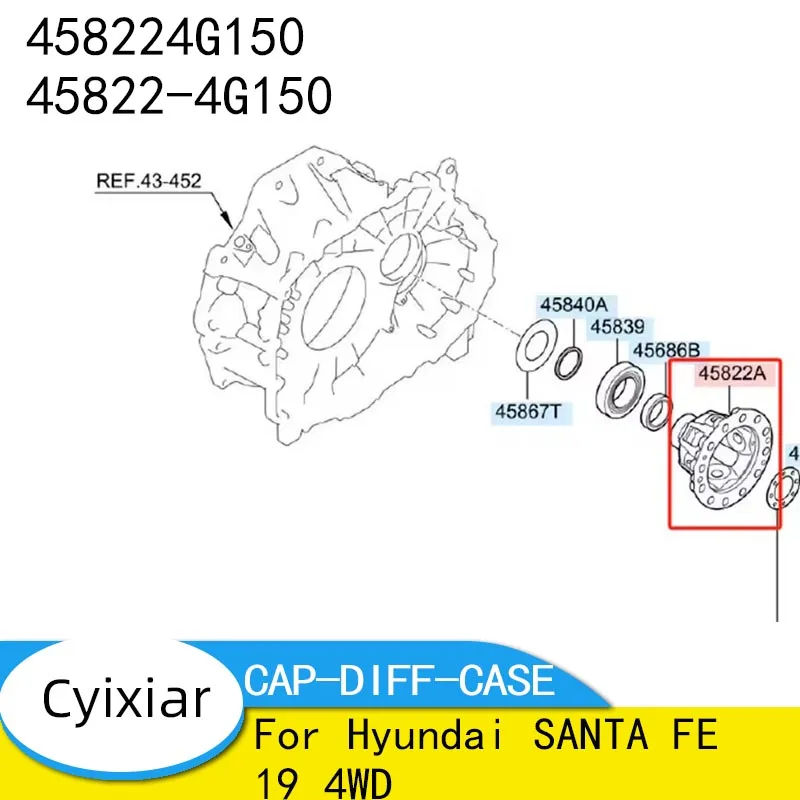 

Original CAP-DIFF-CASE for Hyundai SANTA FE 19 4WD OEM 458224G150 45822-4G150