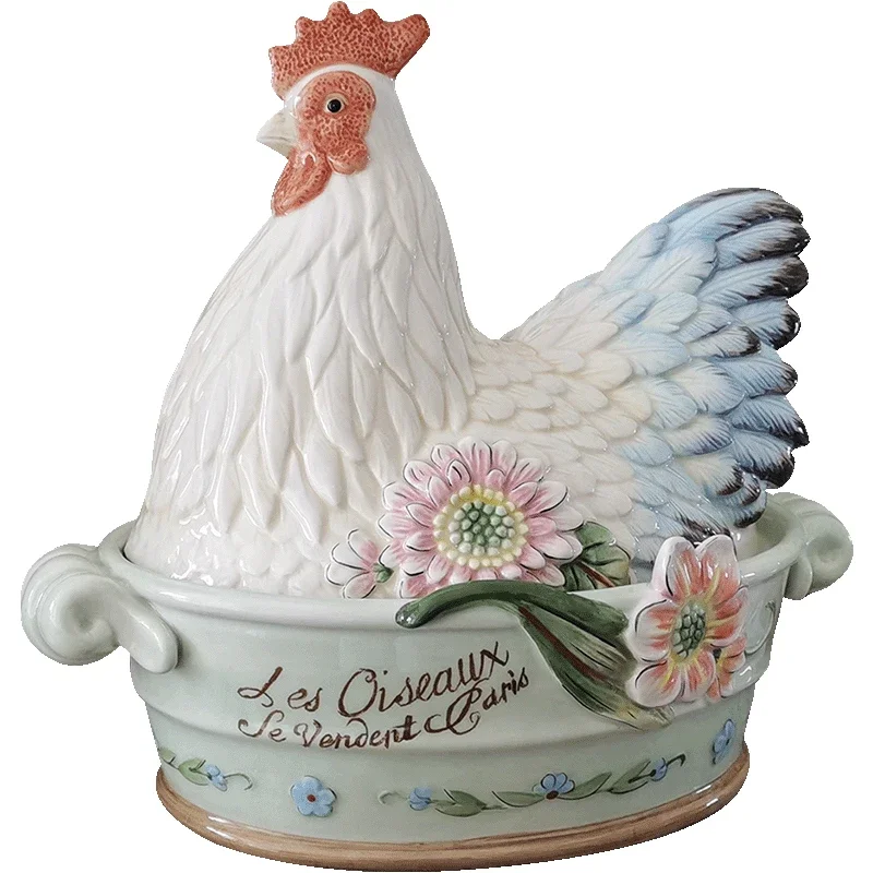 Ceramic Hen Storage Jar Organizer Box Candy Cookie Snack jar Egg Organizer Box Home Decoration ornaments to send to friends