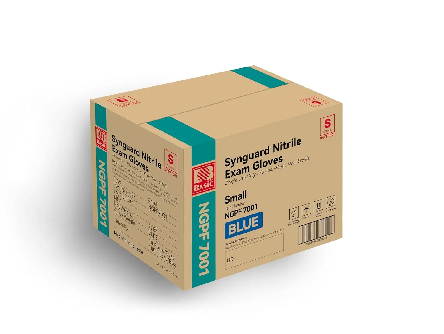 

Basic Medical Blue Nitrile Exam Gloves, Latex-Free & Powder-Free, Small Size, Case of 1,000 - Ideal for Healthcare and Hygiene