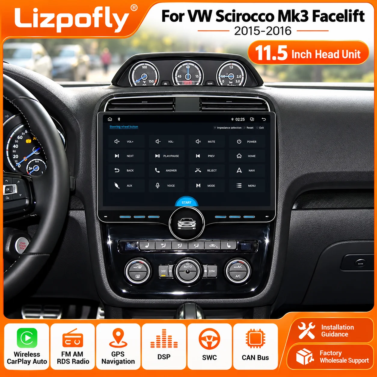 Lizpofly for VW Scirocco Mk3 Facelift 2015-2016 11.5