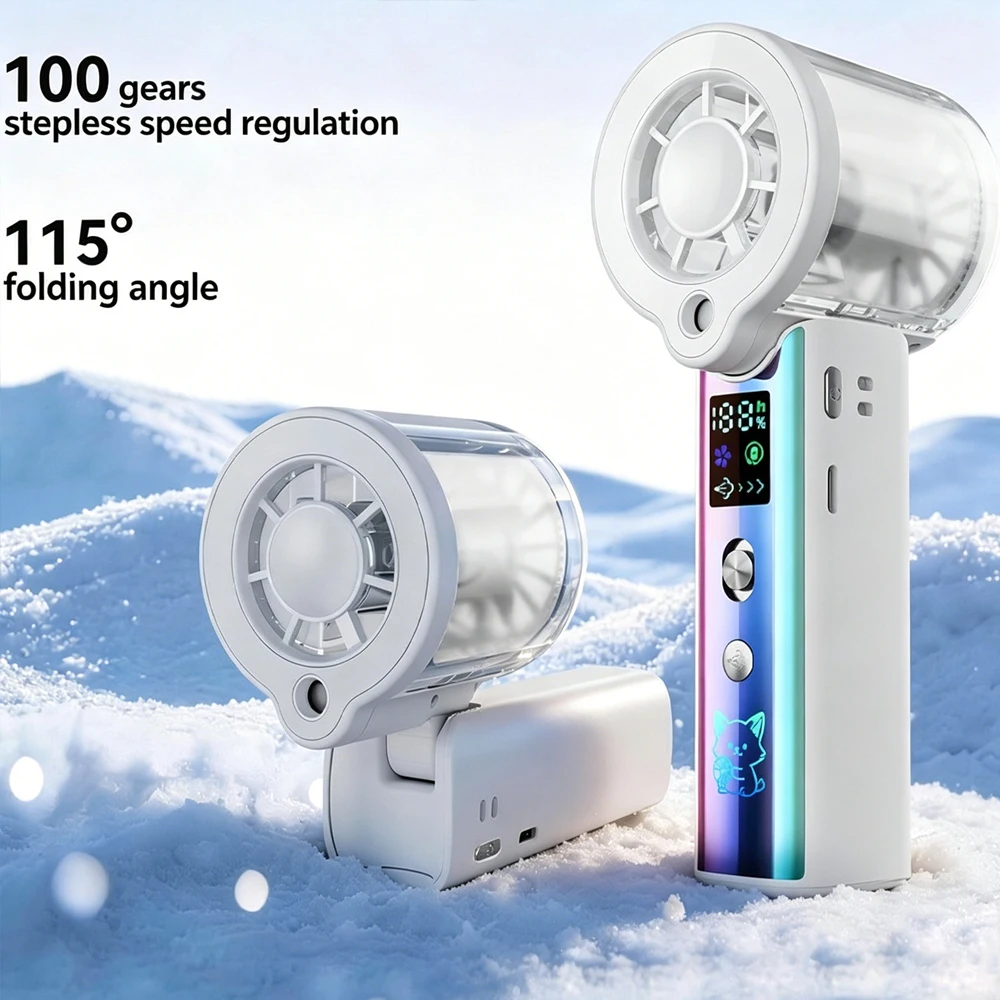 Handheld Electric Fan Cool Water Replenishing Spray Fan 3000 MAh Rechargeable Spray Fold Fan 100 Speed Home Outdoor Small Fan