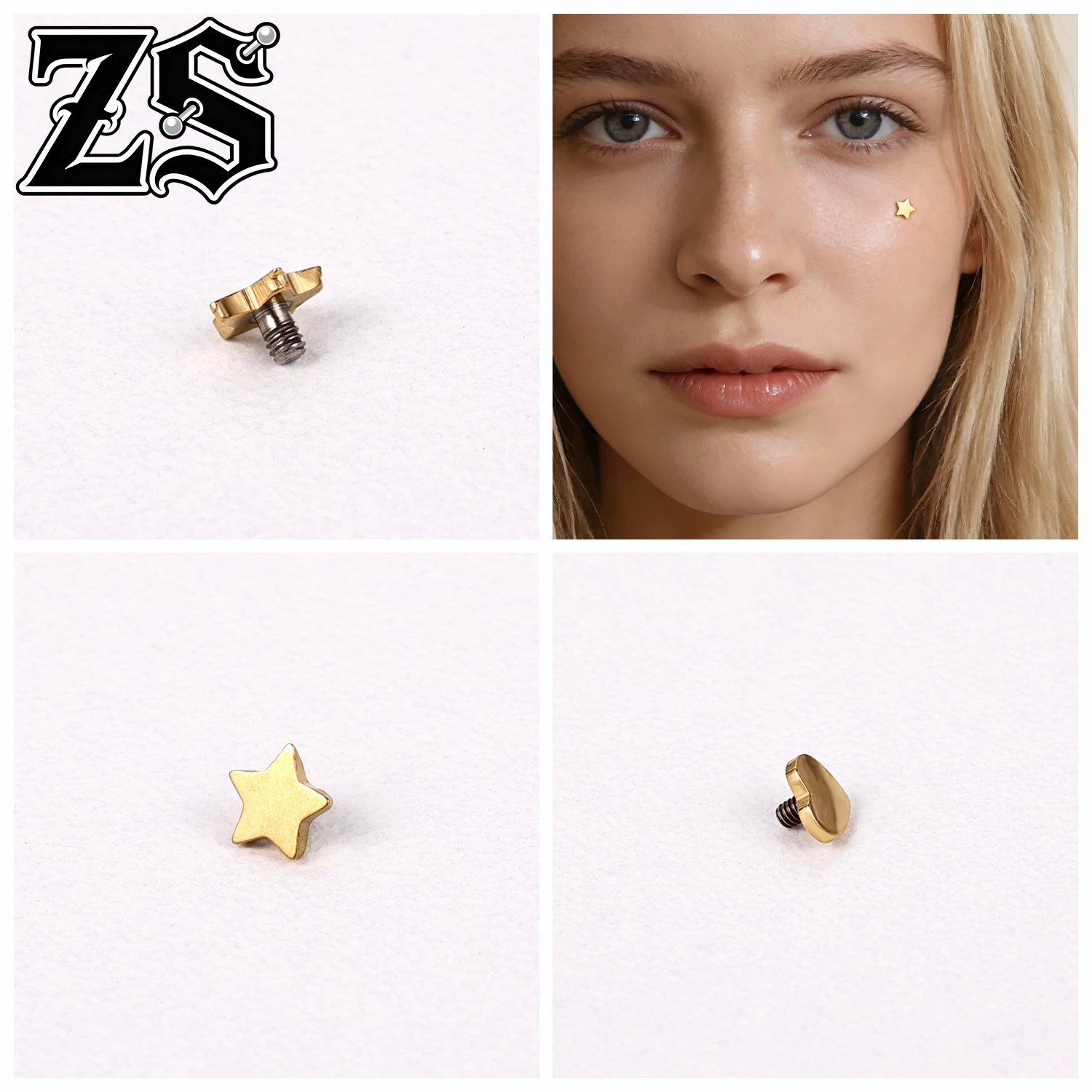 Titanium Dermal Anchor Tops, Zircon Micro Piercing