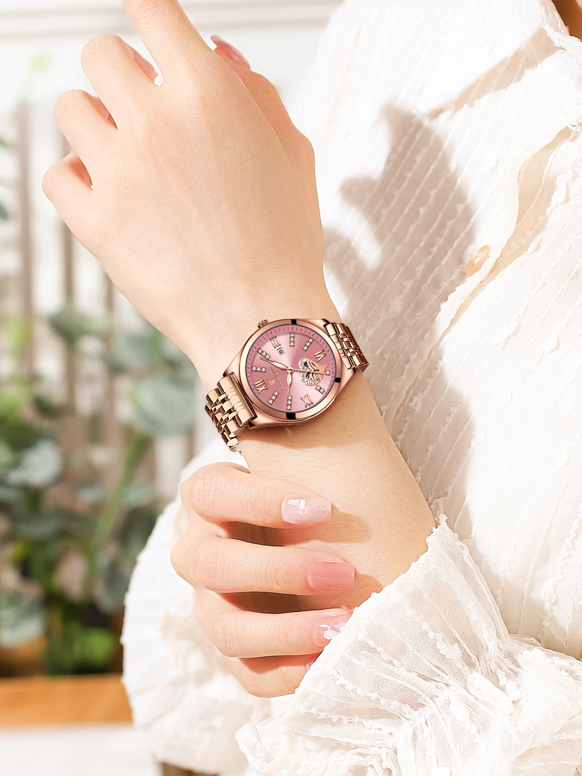 POEDAGAR Luxus Uhren Für Frauen Wasserdicht Leucht Datum Edelstahl Frau Uhr Elegante Mode Quarz Damen Armbanduhr – Detail 16