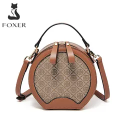 FOXER donna borsa a tracolla rotonda in pelle PVC femminile piccola inghilterra elegante borsa circolare Lady Retro borsa a tracolla regalo per ragazze