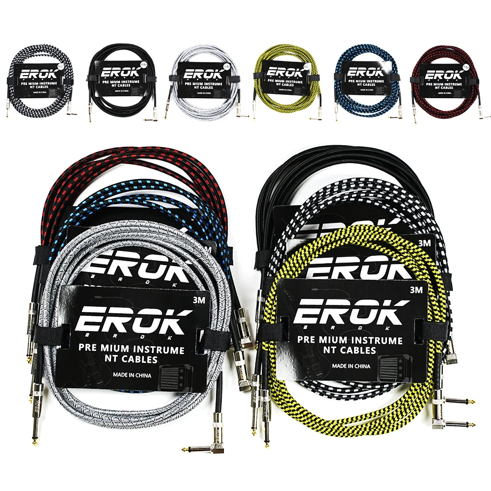 EROK 1.5M/3M/6M/10M Premium Guitar Cable 1/4 Inch Instrument Cable-Super Durable Guitar Chord- AMP Cord for Bass