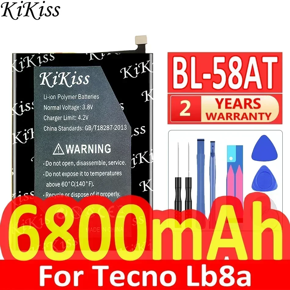 KiKiss Battery 6800mAh BL-58AT BL58AT For Tecno Lb8a Mobile Phone