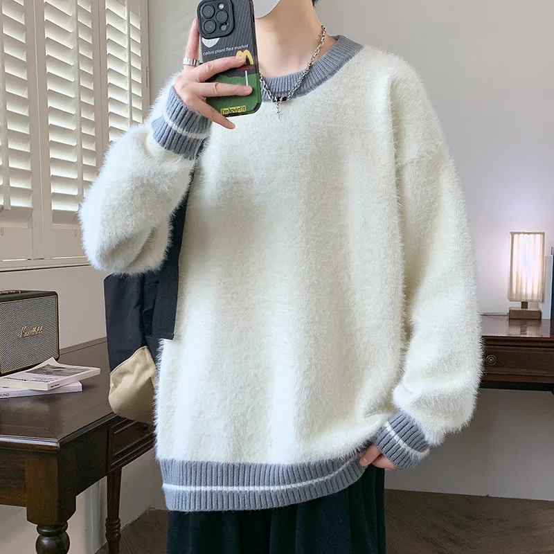 

Men's latest style sweater Long-sleeved jacquard knitwear insulation casual top
