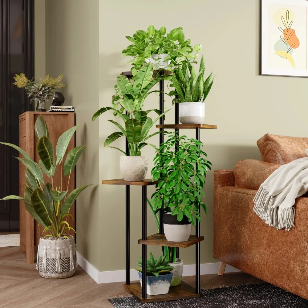 

Bamworld Plant Stand Indoor, 5 Tier Metal Plant Shelf for Multiple Plants,Corner Tall Flower Holders Flower Shelf