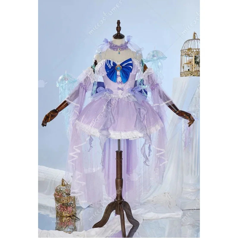 تنورة علوية مشد على طراز Kokomi للسيدات من Miccostumes مع حجاب وجوارب عالية ضيقة زي تنكري