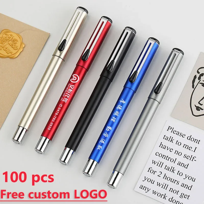 100pcs /lot Professional custom advertising logo black 0.5 gel pen business  pen gift advertising signature pen  wholesale