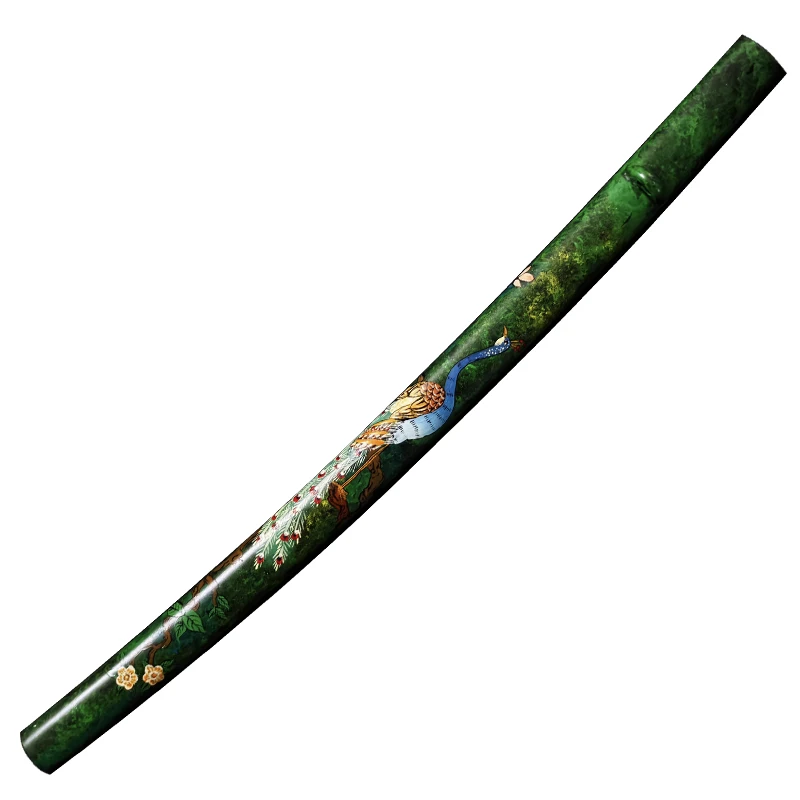 Personal Custom Saya-Samurai Sword Sheath, Wooden Material, Japanese Scabbard, Sheath Katana Saya, Peacock, Manual Painting