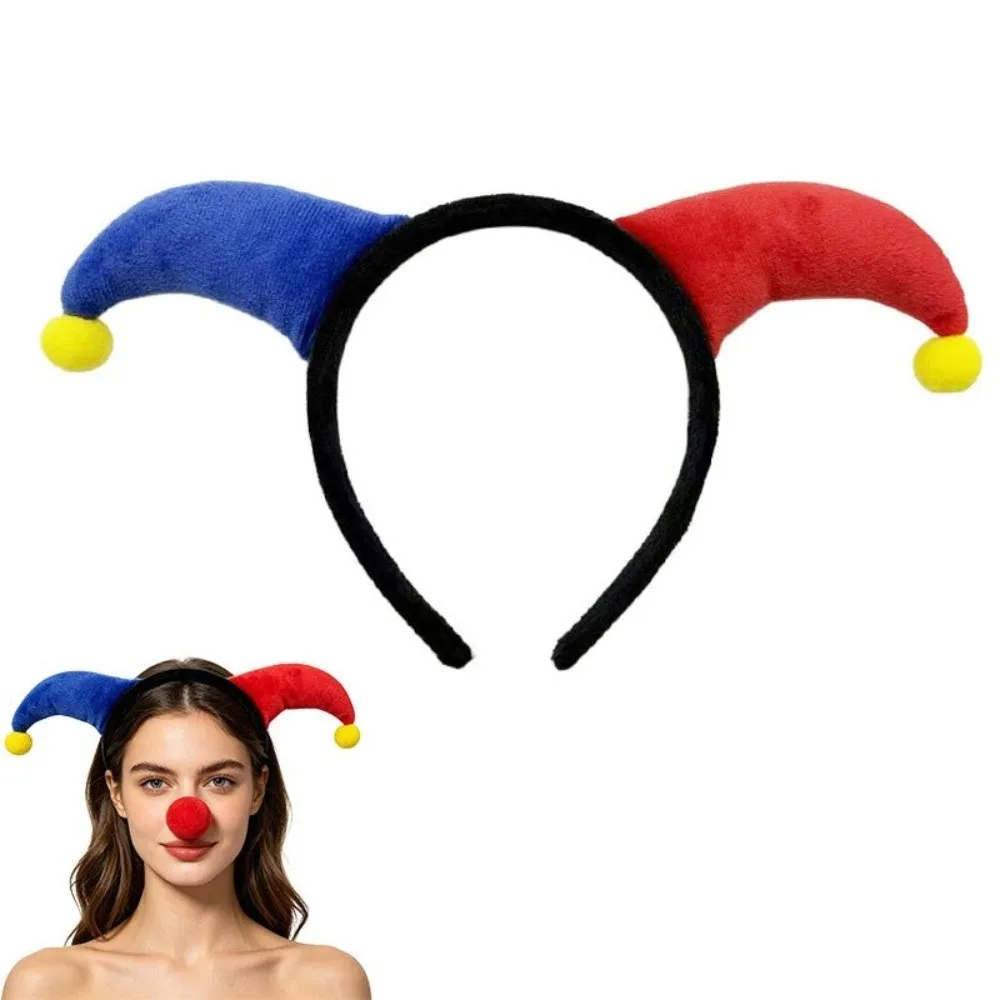 Novelty Plush Clown Headband Colorful Style Flexible Funny Headwear Hair Accessories Lightweight Cosplay Hairbands Holiday