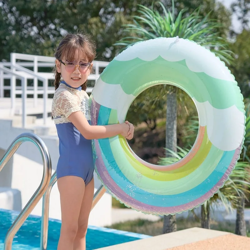 

Thickend Rainbow Swimming Pool Floats Baby Inflatable Swimming Ring Rubber Ring for Kids Adults Beach Summer Party Pool Toys