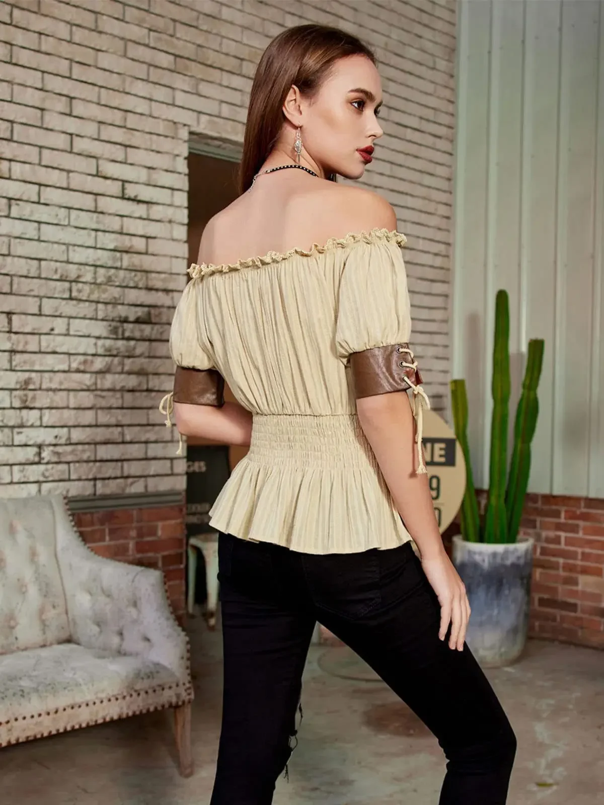 Renaissance Medieval Chemise Shirt Pirate Women Victorian Gothic Retro Peasant Wench Off Shoulder Blouse Resist Costume