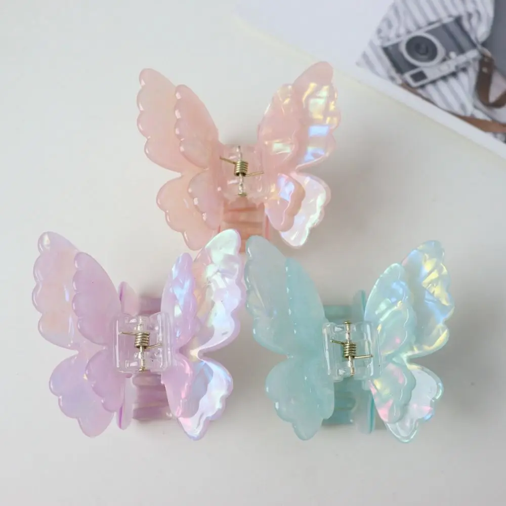 Colorful Acetate Butterfly Hair Claw for Girl Korean Cute Sweet Exquisite Butterfly Hair Clip Trendy Creative Hair Accessories