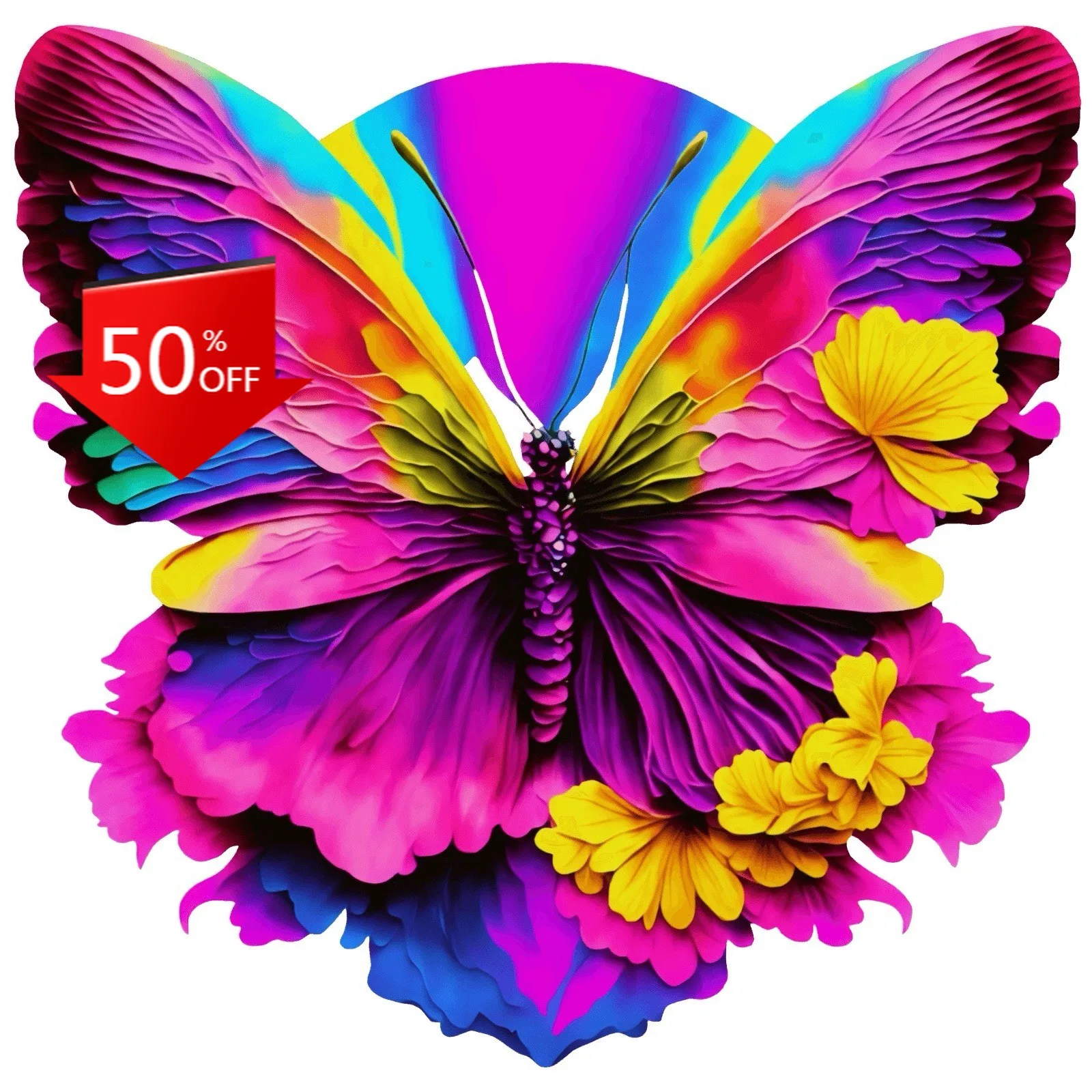 

Виниловая наклейка на автомобиль, ноутбук, окно, бампер с изображением яркой бабочки в стиле психоделик-ретро, водонепроницаемая, уникальная, милая, забавная, прикольная, подарок