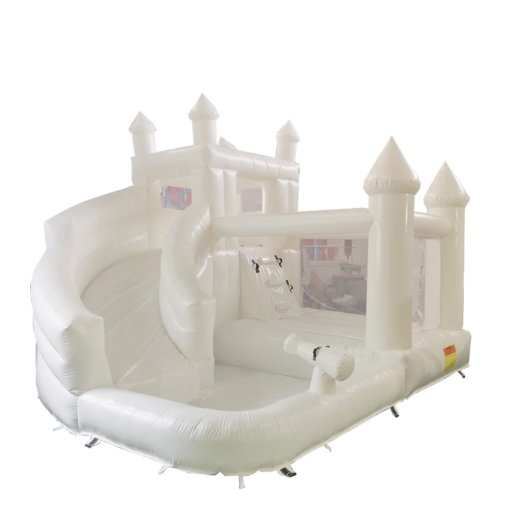 Most Popular Commercial Kids Inflatable Wedding Bouncer White Bouncy Castle With Slide And Ball Pit