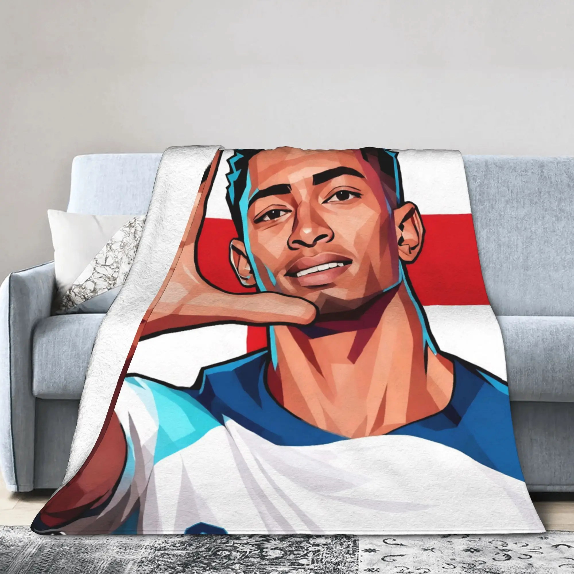 22 England Football Stars Soccer Player Wool Blankets  Funny Throw Blanket for Bed Sofa Couch 150*125cm Bedspreads