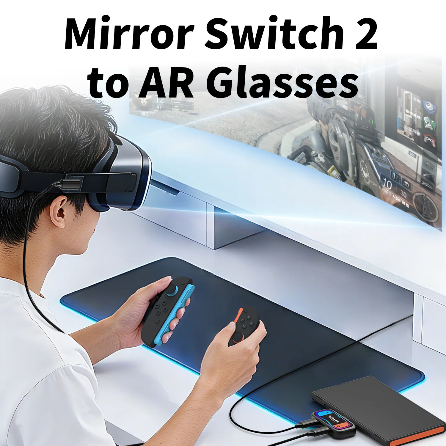 Unnlink 4K@60Hz USB C to AR Glasses and Charging Adapter for Nintendo Switch 2, Support HDR