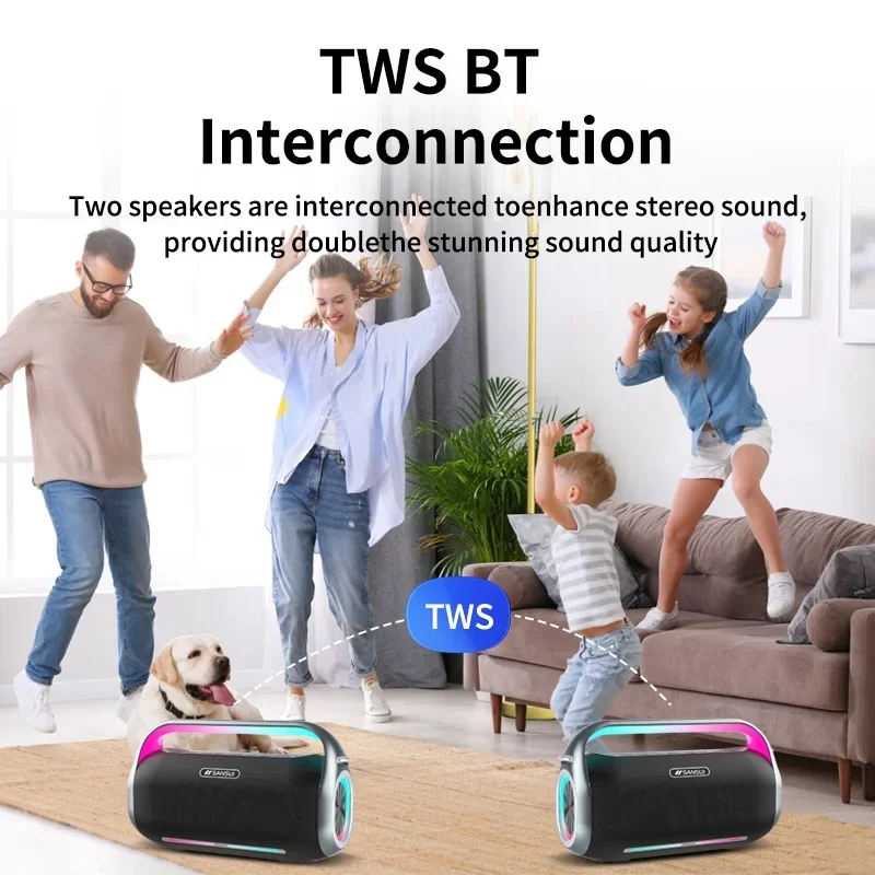 

D200 Bluetooth Speakers Wireless TWS Portable Speaker With Lights Outdoor Loud Subwoofer Karaoke Speaker With Mic