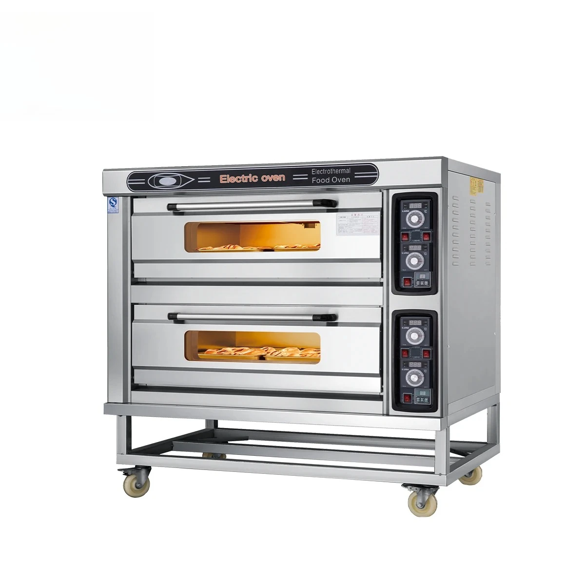 معدات تقديم الطعام التجارية فرن البيتزا، فرن متعدد الوظائف بأربعة صواني من طبقتين، مناسب للمخابز والمقاهي