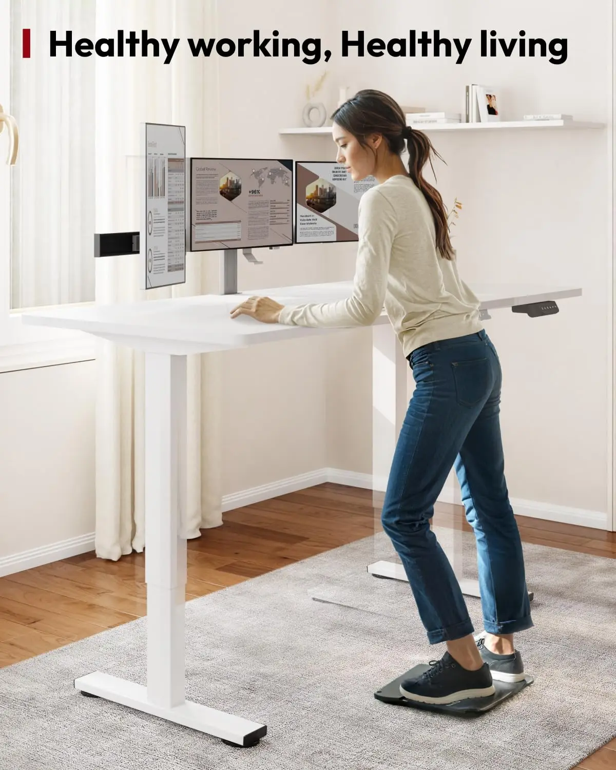 Large Height Adjustable Standing Desk Dual Motor 79x32 Inch Ergonomic Office Home Workstation, Customized