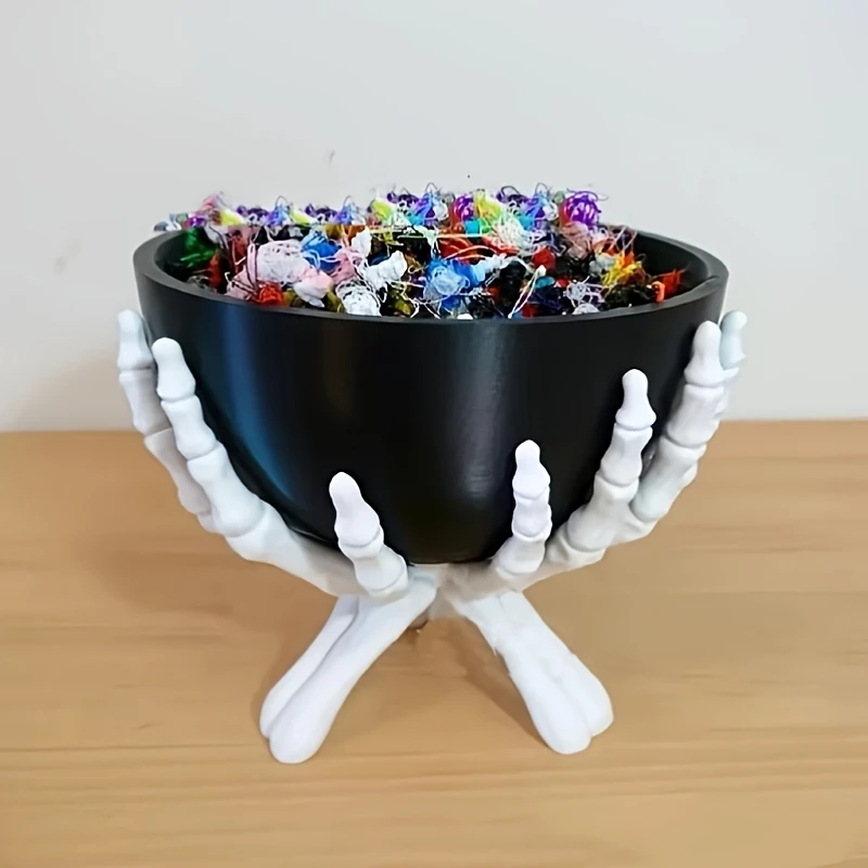 

1pc Gothic Skeleton Hands Bowl Stand for Candy,Trinkets,Or Party Supplies,Halloween Decorations