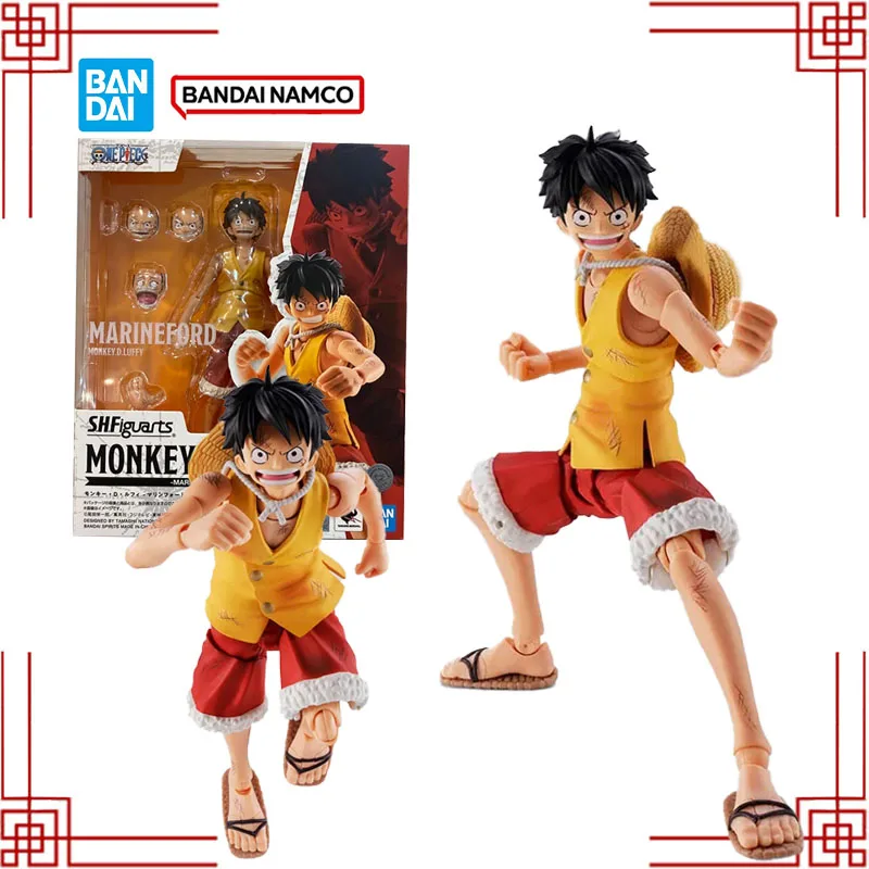 

Bandai Genuine One Piece Anime Figure SHF Luffy Marineford War Action Figures High Poseability Collectibles Model Toys For Gift