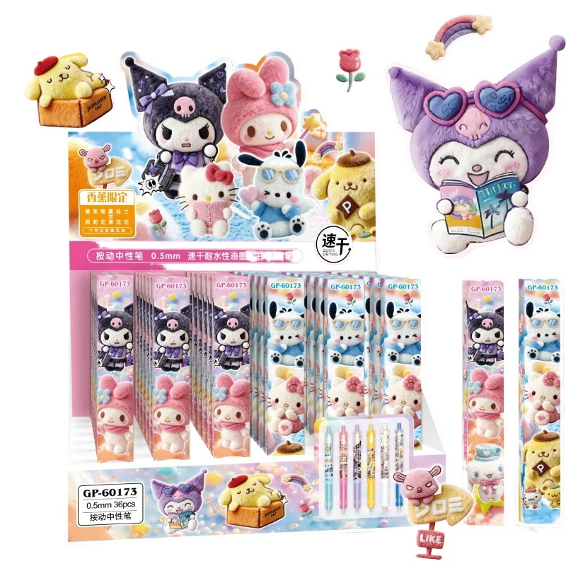 

6 шт./лот, гелевые ручки Sanrio Press, милые, 0,5 мм, с черными чернилами, нейтральные ручки, канцелярские товары для офиса и школы