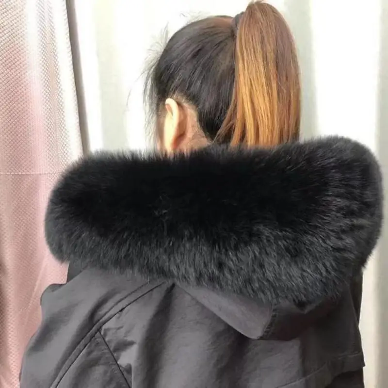 Real Fox Fur Collar For Women Coat Jacket Shawl Wraps Winter Warm Fur Collar Extra Large Size Neck Warmer Fur Scarf Shawls