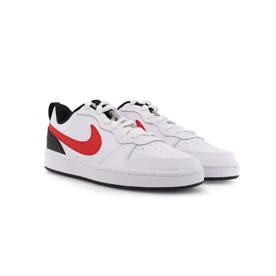 Nike-Court Borough Basses 2 Baskets Basses pour Enfants, Blanc Noir Rouge