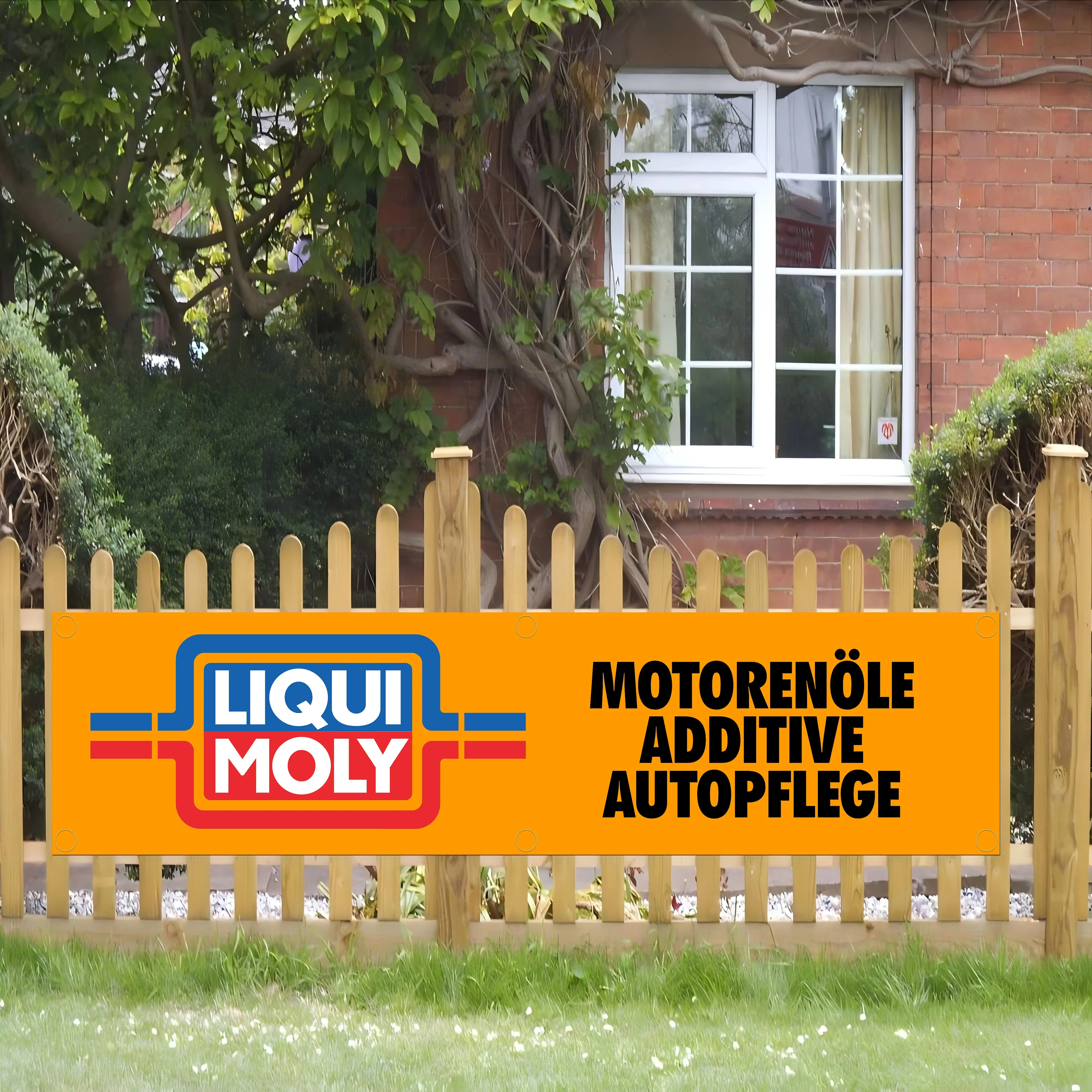 NONE 60 x 240 cm Banner, Liqui Molys-Flagge, Polyester, bedruckt, Garage, Wandkunst, Outdoor-Dekoration, Wandteppich mit Messingösen 7