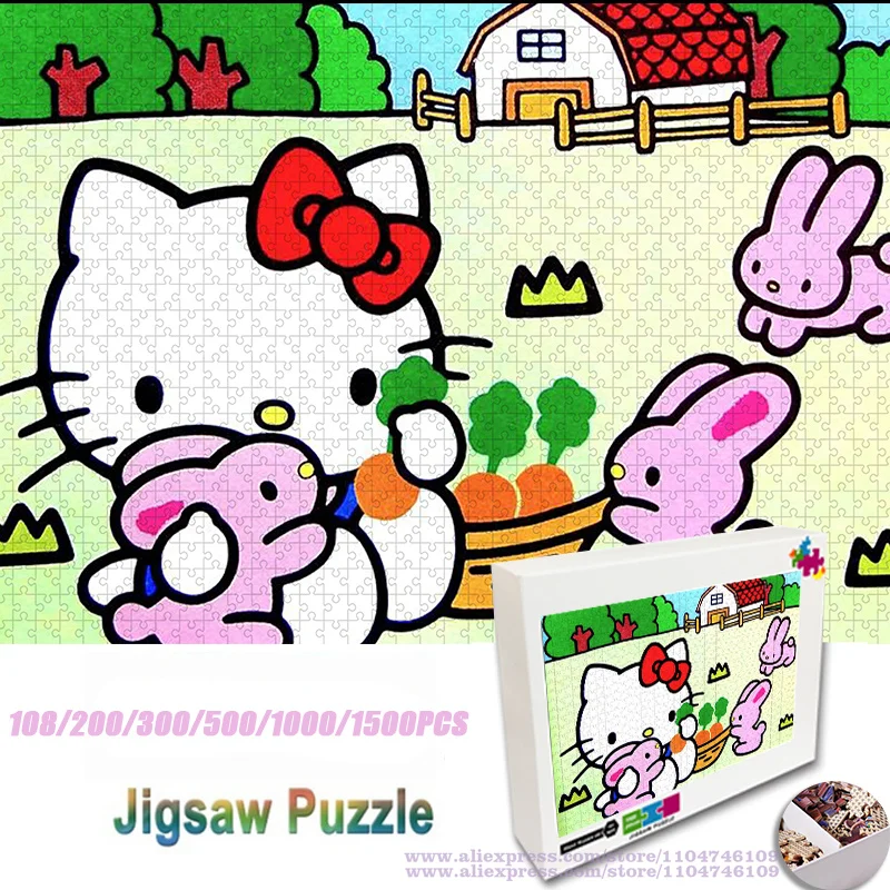 

Sanrio Hello Kitty Puzzle Jigsaw Cartoon Anime 108/200/300/500/1000/1500Pcs Kids & Adults Intelligence Puzzles Home Decoration