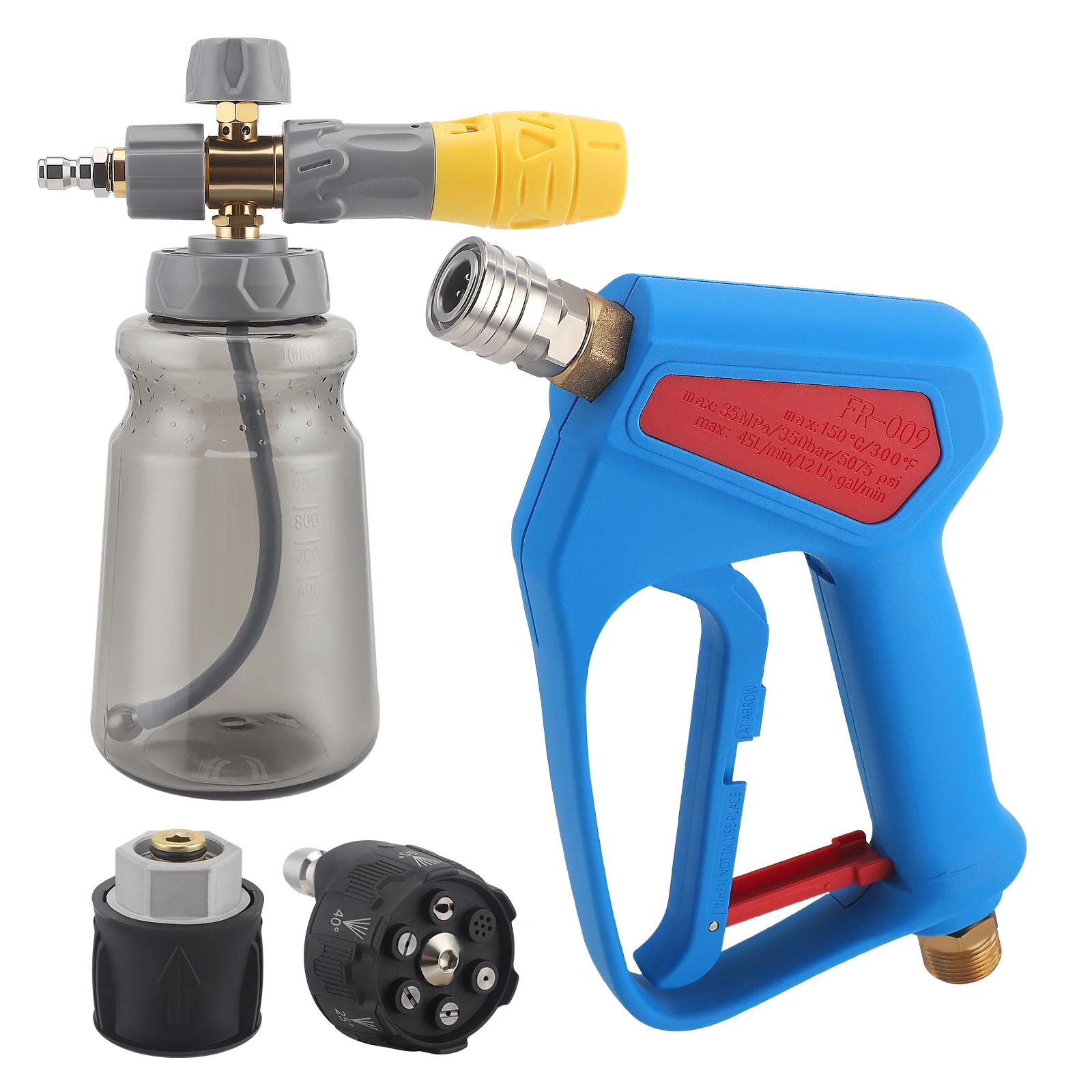 Ugello 6 in 1, vaso spray per schiuma per autolavaggio Spray per lavaggio auto portatile per uso domestico Pentola per schiuma spray a pressione d'aria per giardinaggio 1L