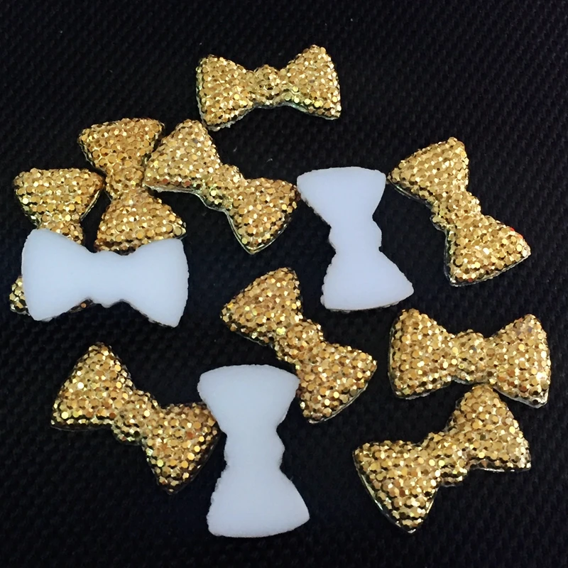 Hot 40 pieces gold silver bow resin flat back wedding scrapbook party decoration head jewelry accessories