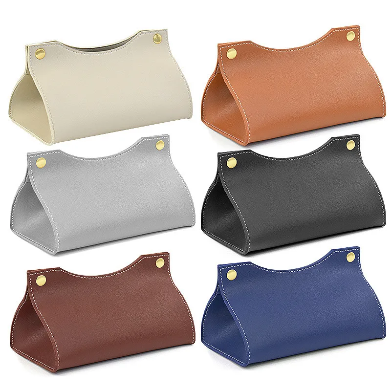 Tissue Box Halter Hause Wohnzimmer Kaffee Tisch Desktop Einfache Serviette Box Küche Lagerung Papier Box PU Leder Organisatoren – Detail 4