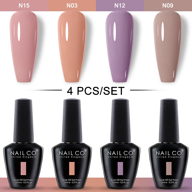 

NAILCO 15 мл 4 шт./компл. Гель-лак телесного цвета для ногтей UV Lakiery Hybrydowe Vernis Гель-лак Vernis Need Верхнее базовое покрытие Дизайн ногтей
