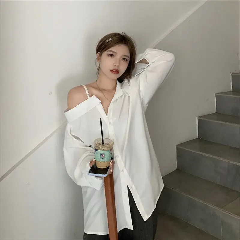 Shirts Women Design Pure Color Off Shoulder Autumn Camisas Single Breasted New Arrival Office Casual Popular Cozy Chic Preppy