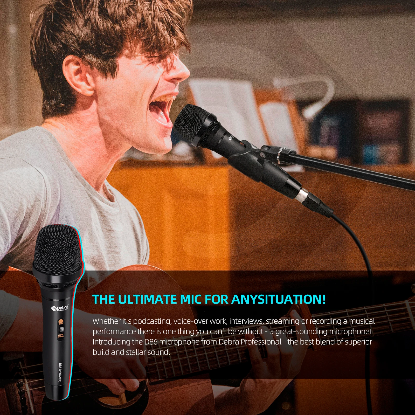 D86 ميكروفون سلكي احترافي معدني 6.5 ملم مكبر صوت كاريوكي ميكروفون شخصي حصري للعروض والتسجيلات