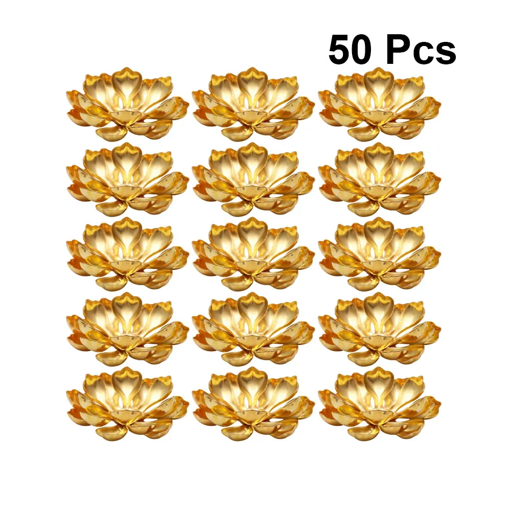 

50 Pcs Metal Lotus DIY Pendant Accessories Layers Leaf Hanging Charm Iron Pendants Jewelry Craft Kits Christmas Gift