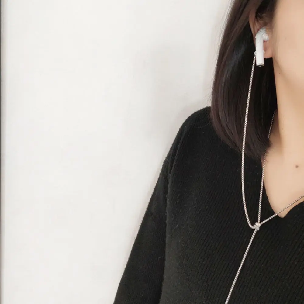 Stainless Steel Anti-lost Earphone Chain Protection Chain Holder Clips Bluetooth Earphone Holders Universal Ear Hanging